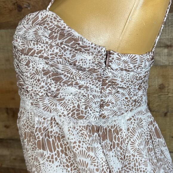 Ann Taylor LOFT Brown White Spaghetti Strap Dress Size 8 - Picture 6 of 12